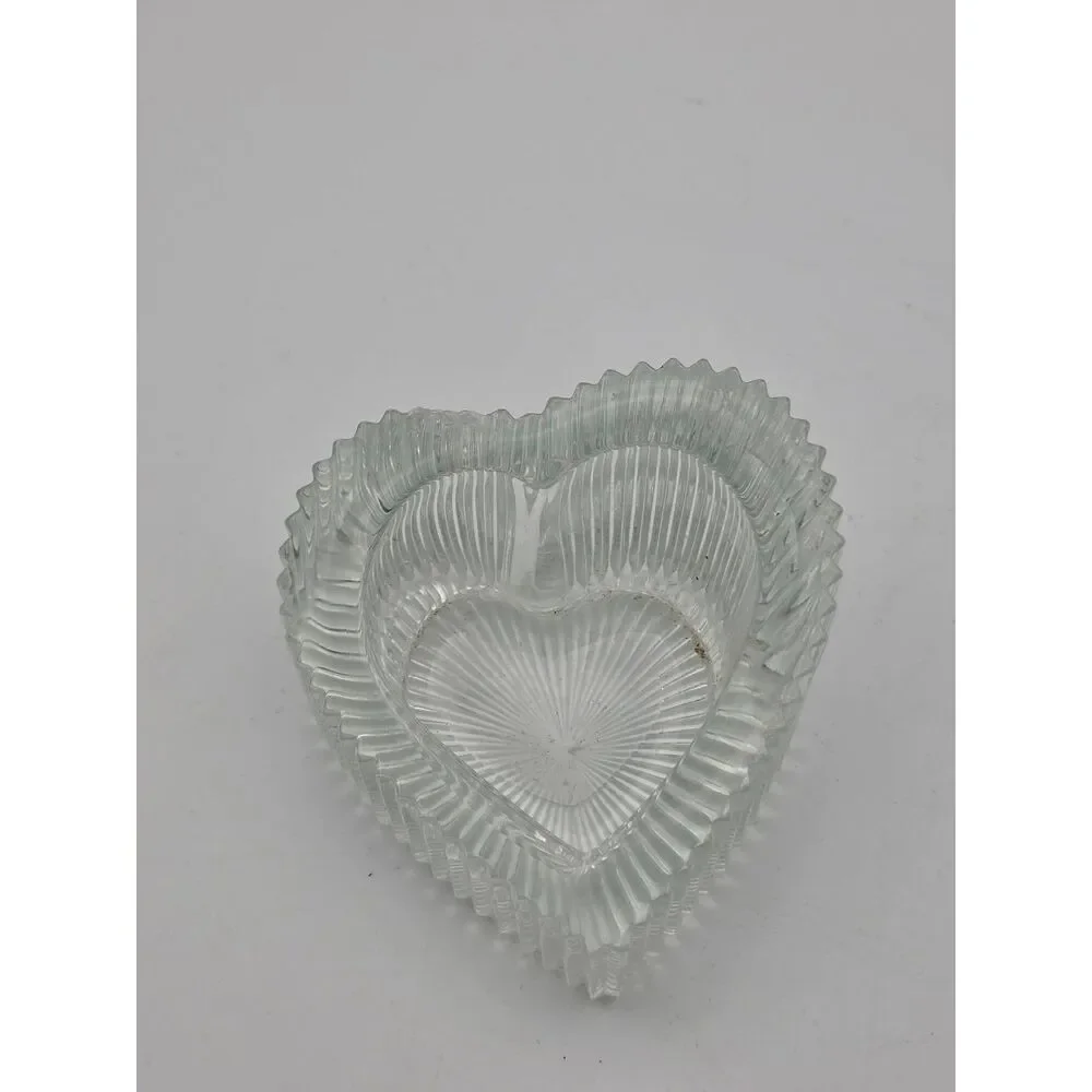 Vintage Mikasa Crystal Slanted Heart Tealight Votive Candle Holder Trinket Dish